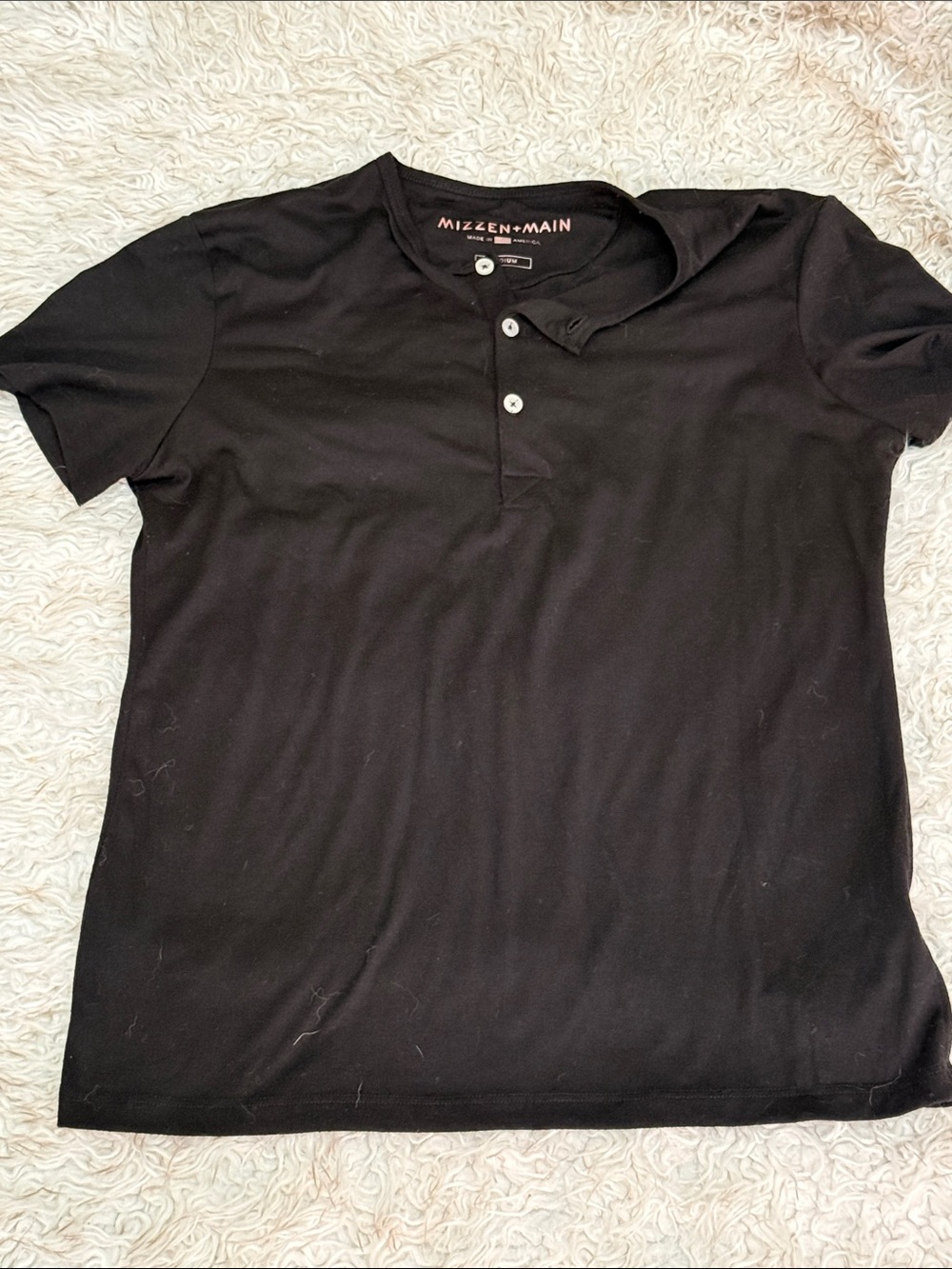 Mizzen+Main Black Short-Sleeve Henley Polo Shirt